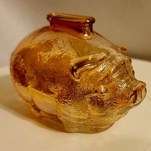 Vintage Anchor Hocking Small CARNIVAL Glass PIG Bank